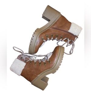 UNIVERSAL THREAD “Aubrie” Lug Hiking Utility Boots Brown Cognac Size 11M NWOT